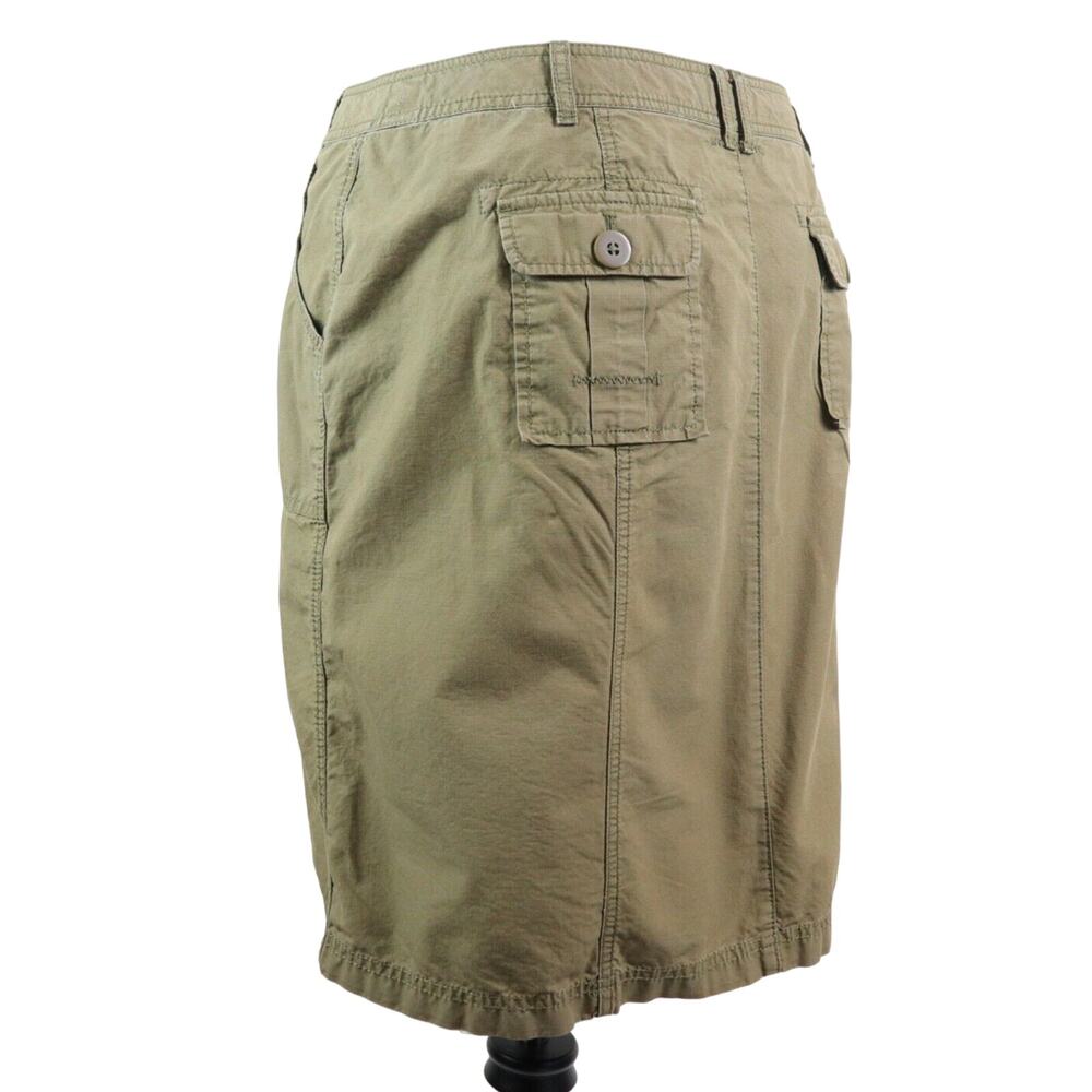 J Jill Size 14 Utility Pencil Skirt Cotton Cargo Pocket Khaki Green - Picture 3 of 9